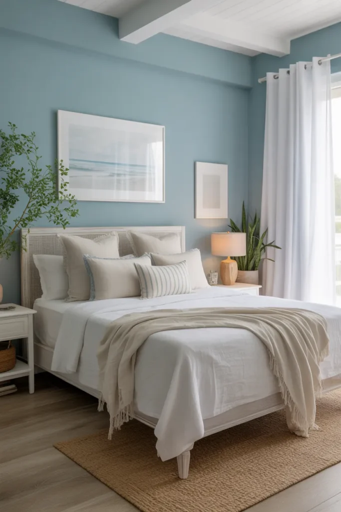 Coastal-Inspired Bedroom With Soft Blues