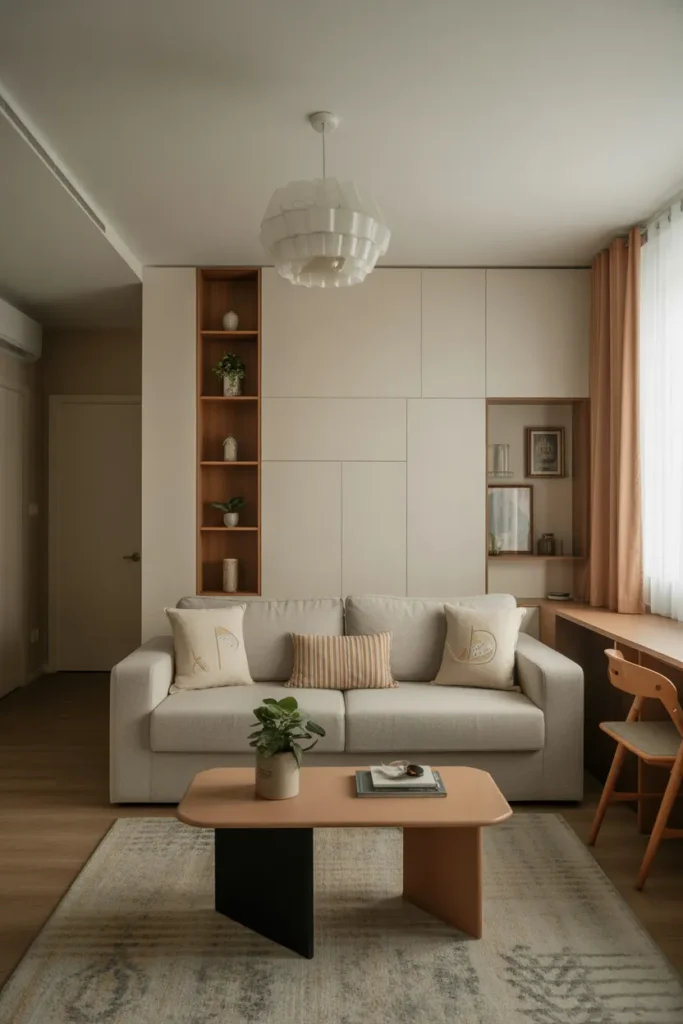 Compact Apartment Living Room with Multifunctional Furniture