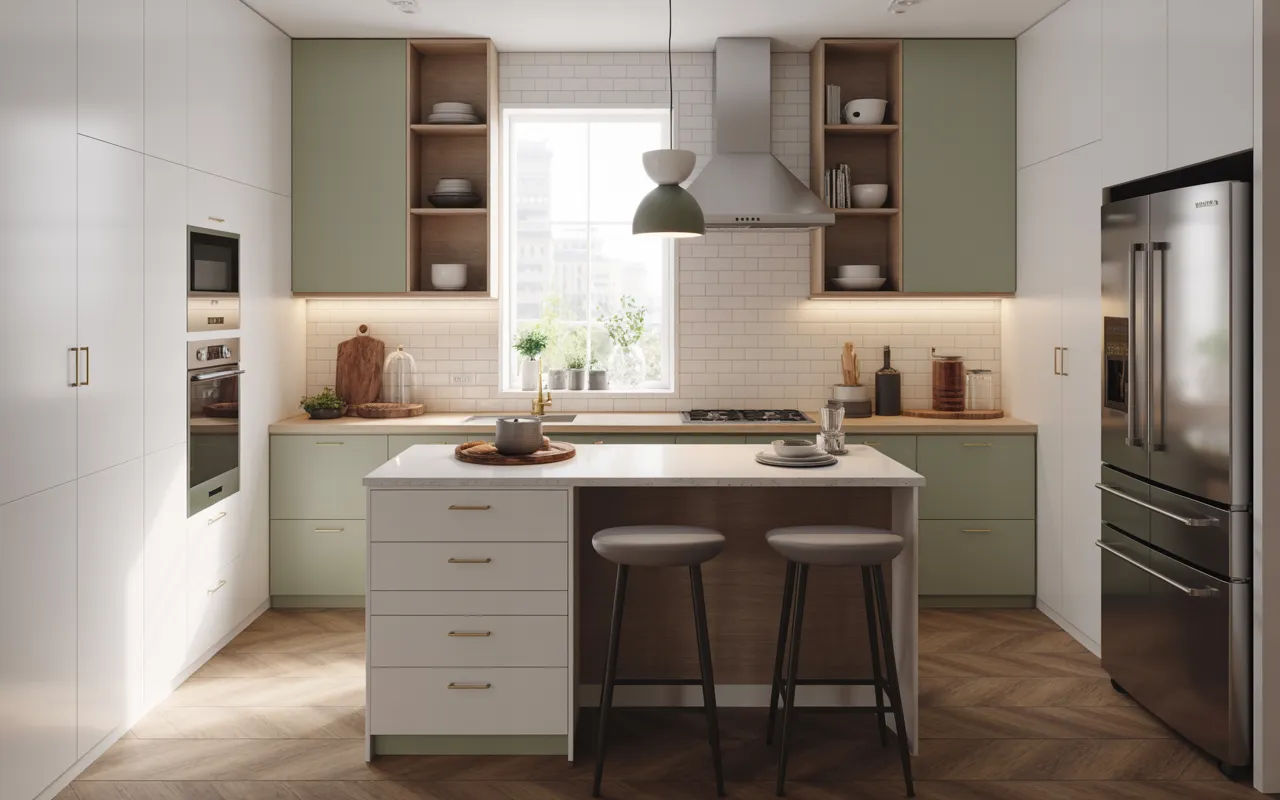 Compact Kitchen Island with Storage,