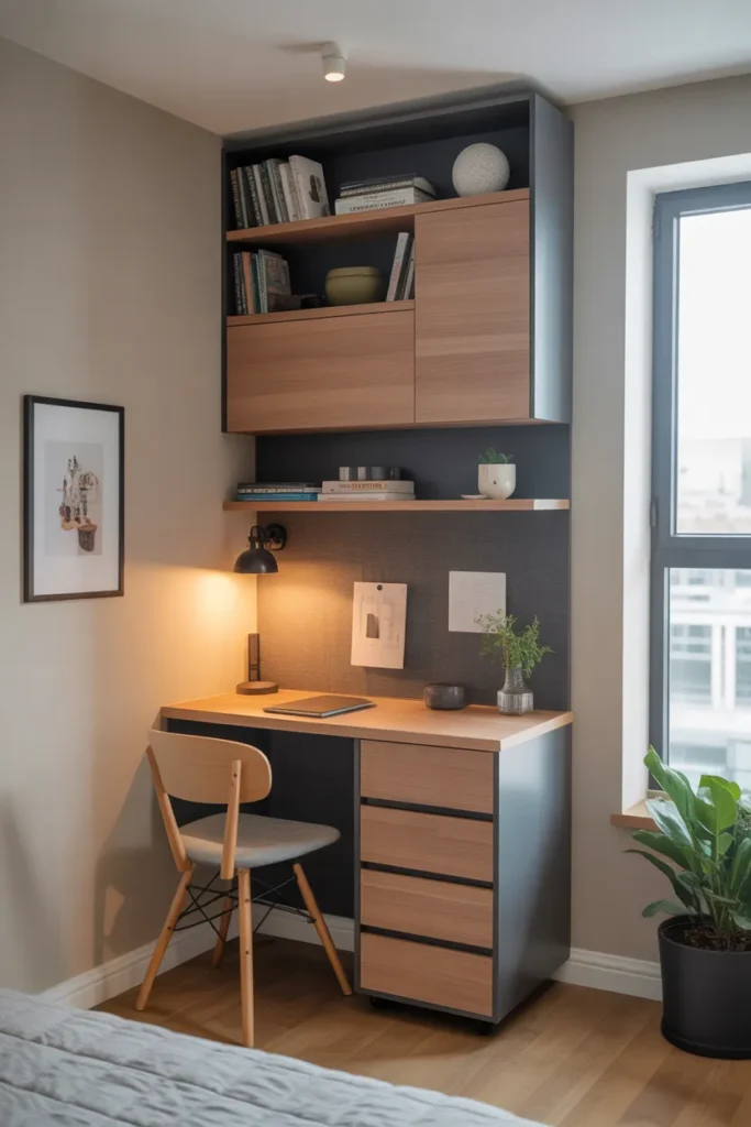 Compact Wall-Mounted Desk with Storage