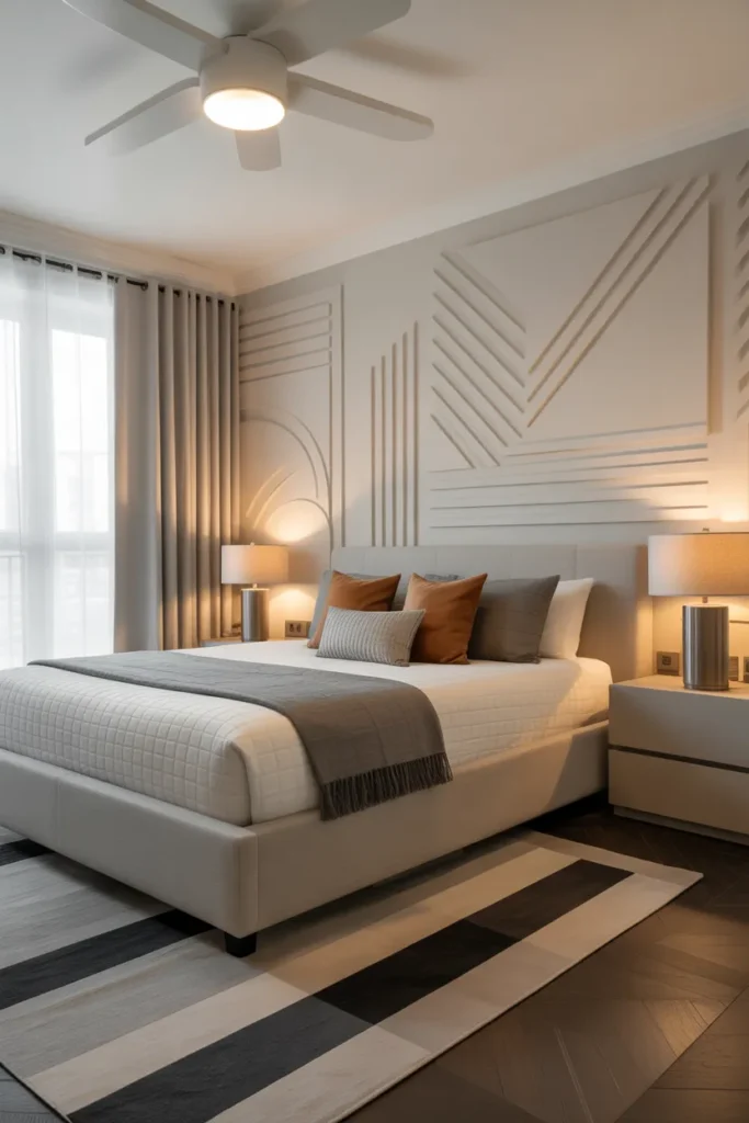 Contemporary Bedroom With Geometric Patterns