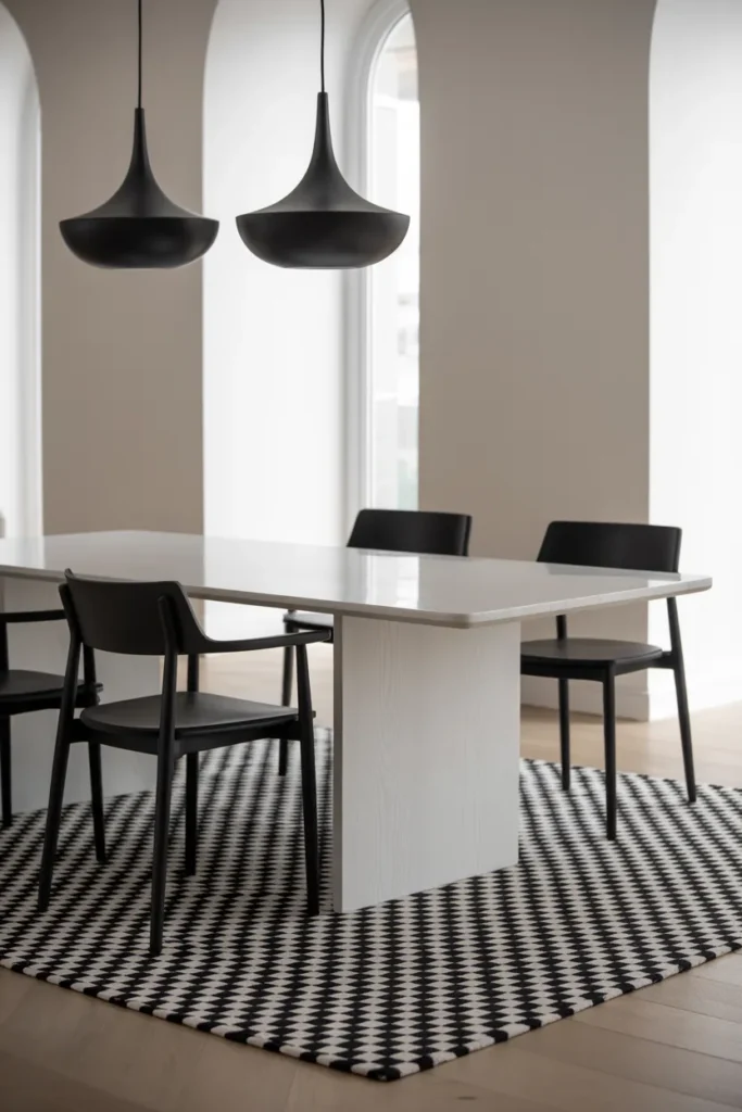 Contemporary Dining Room with Black Accents