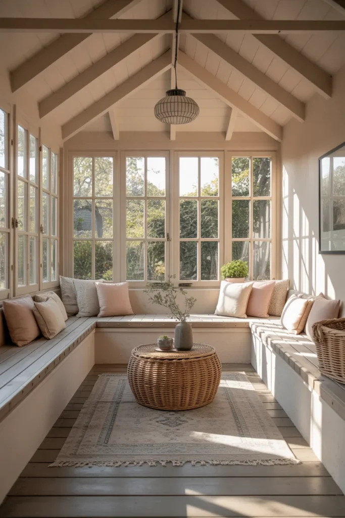 Contemporary Garden Room with Built-In Seating