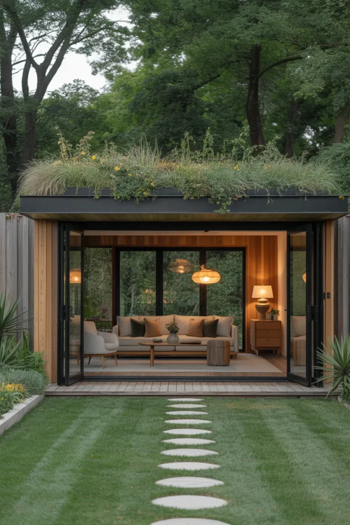 Contemporary Garden Room with Green Roof