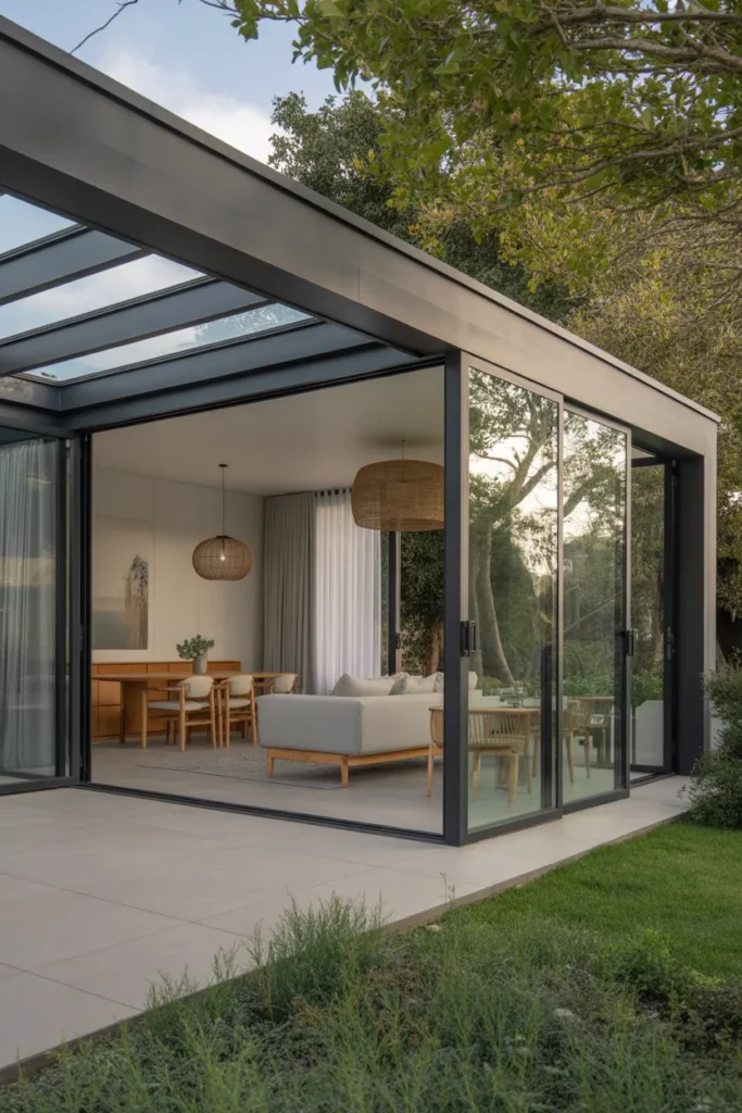 Contemporary Garden Room with Pergola Roof