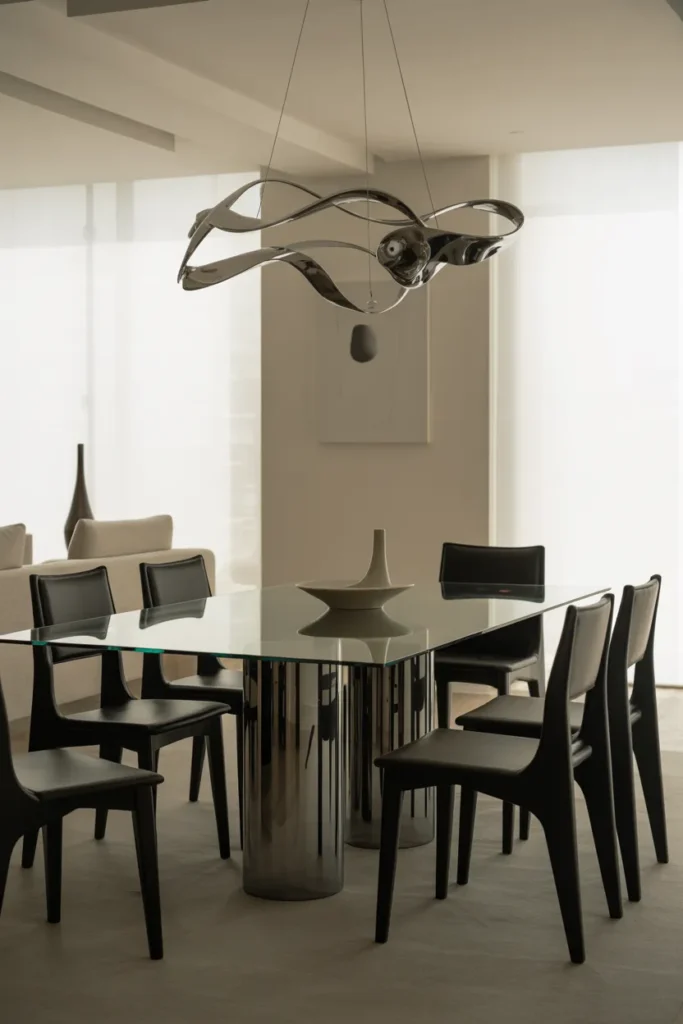 Contemporary Glass Dining Table with Sleek Chairs