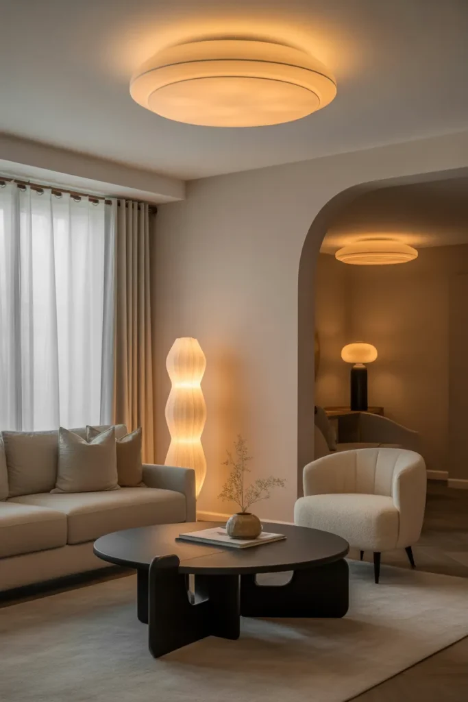 Contemporary Living Room With Layered Lighting