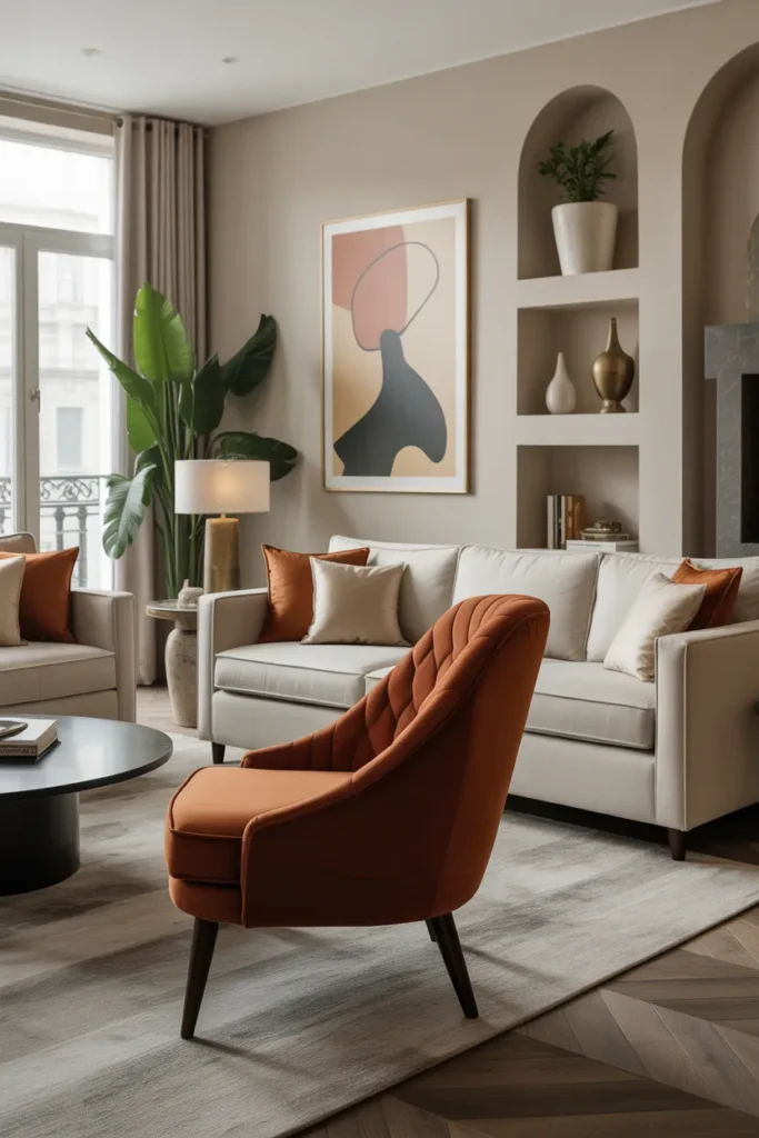 Contemporary Living Room with Accent Chairs