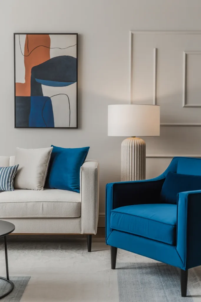 Contemporary Living Room with Bold Accent Color