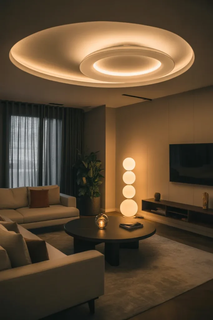 Contemporary Living Room with Layered Lighting
