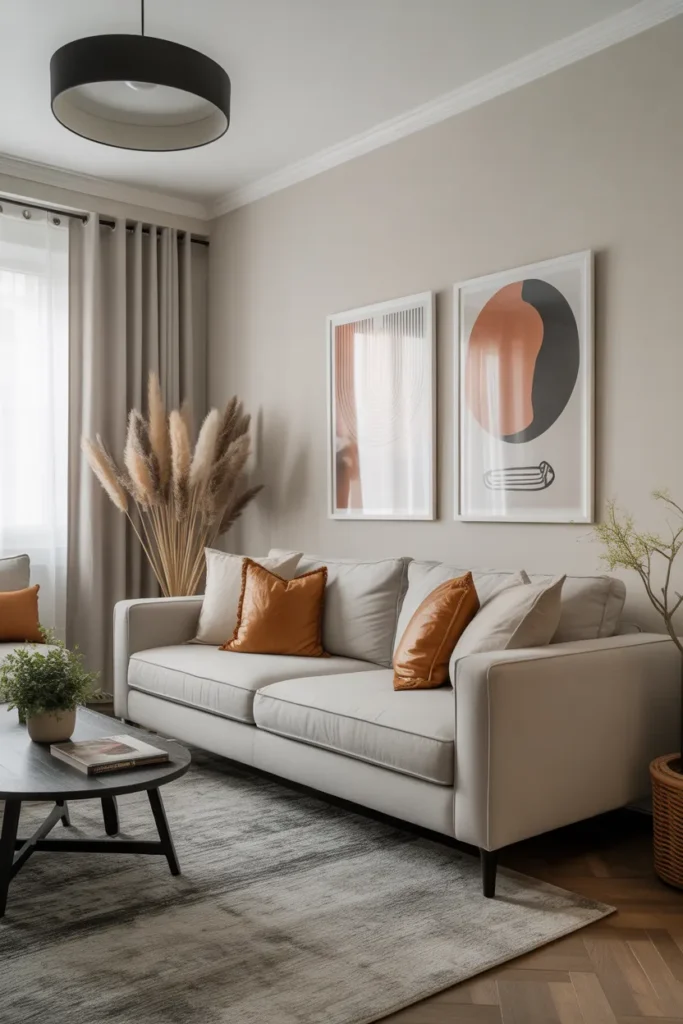 Contemporary Living Room with Minimalist Artwork