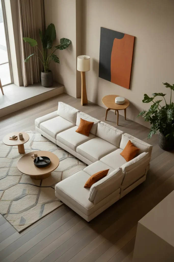 Contemporary Living Room with Modular Sofa