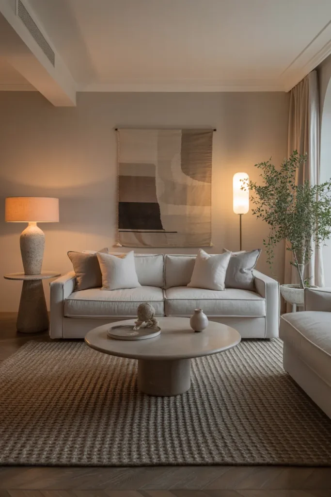 Contemporary Living Room with Neutral Layering