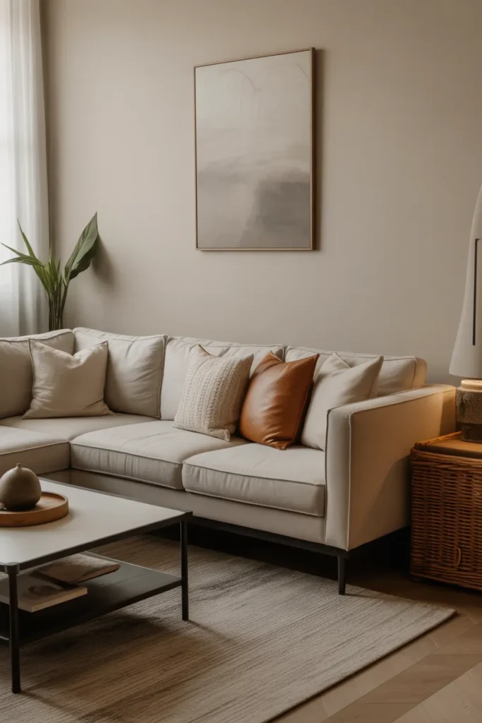 Contemporary Living Room with Neutral Sectional