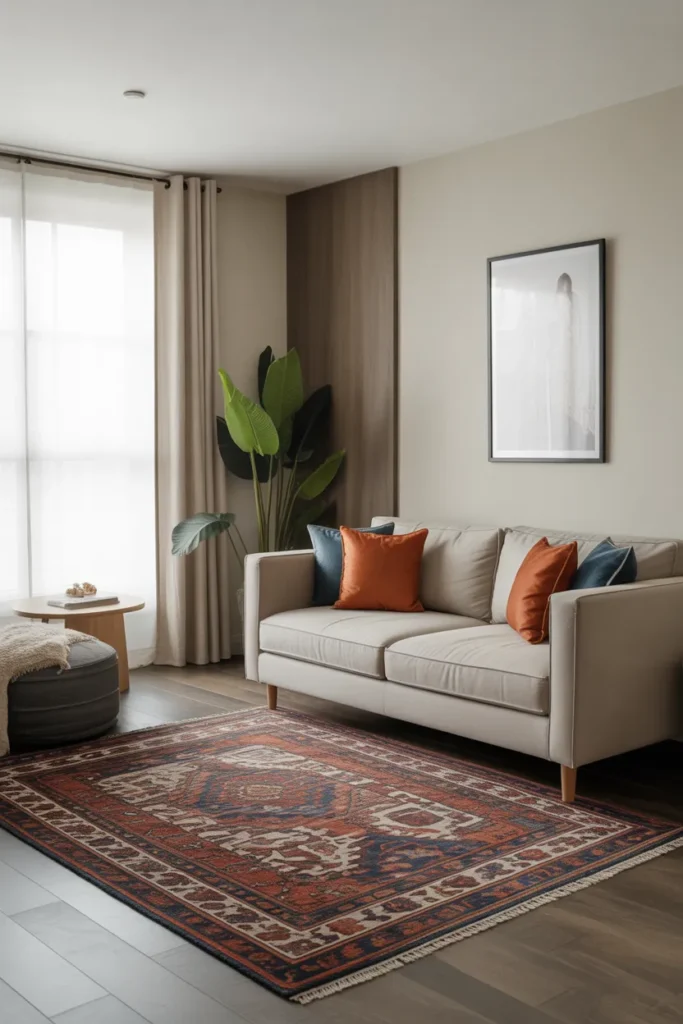 Contemporary Living Room with Statement Rug