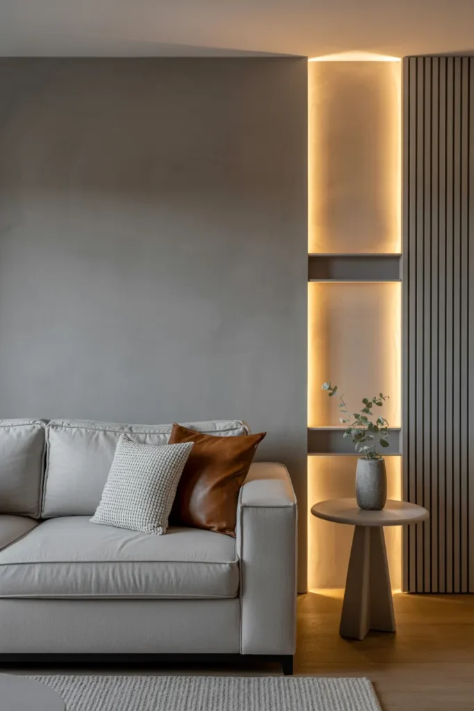 Contemporary Living Room with Textured Walls