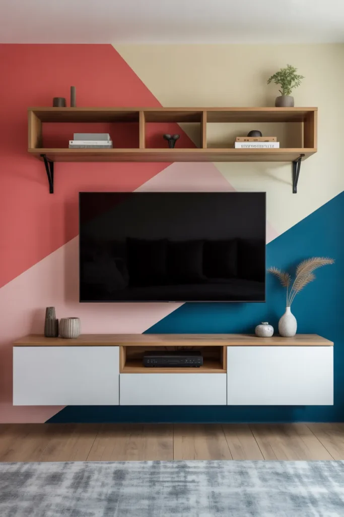 Contemporary Painted TV Wall