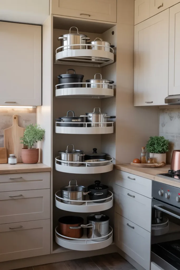 Corner Cabinet with Rotating Shelves