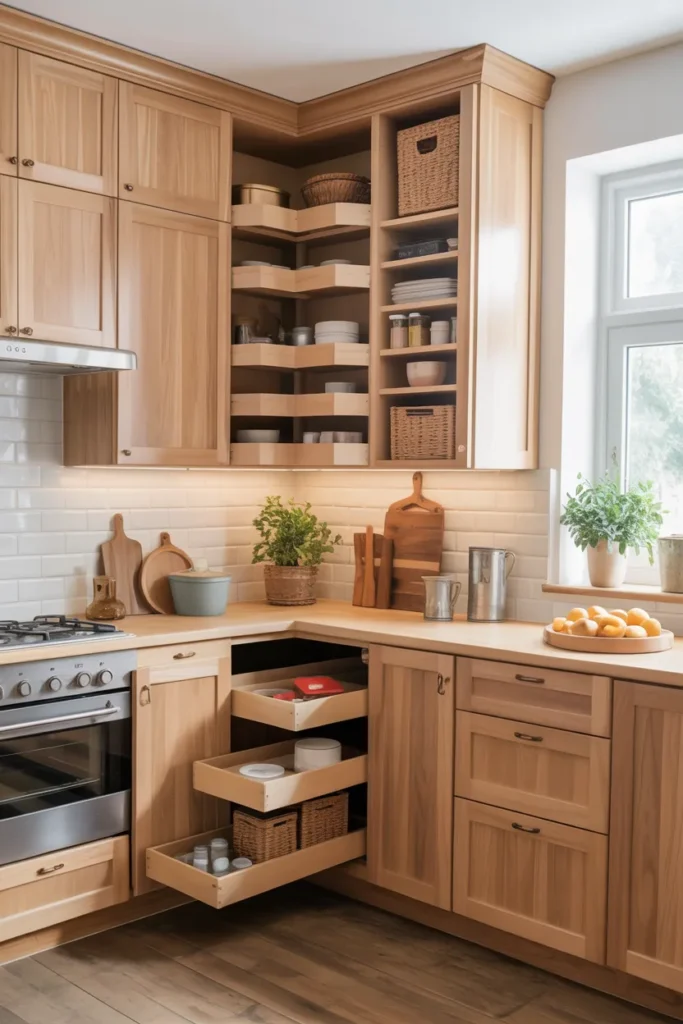 Corner Cabinets with Pull-Out Drawers