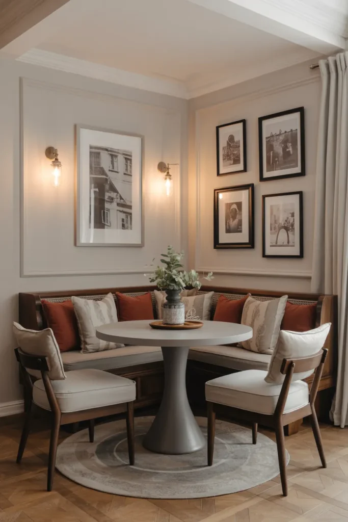 Corner Dining Setup with Banquette Seating