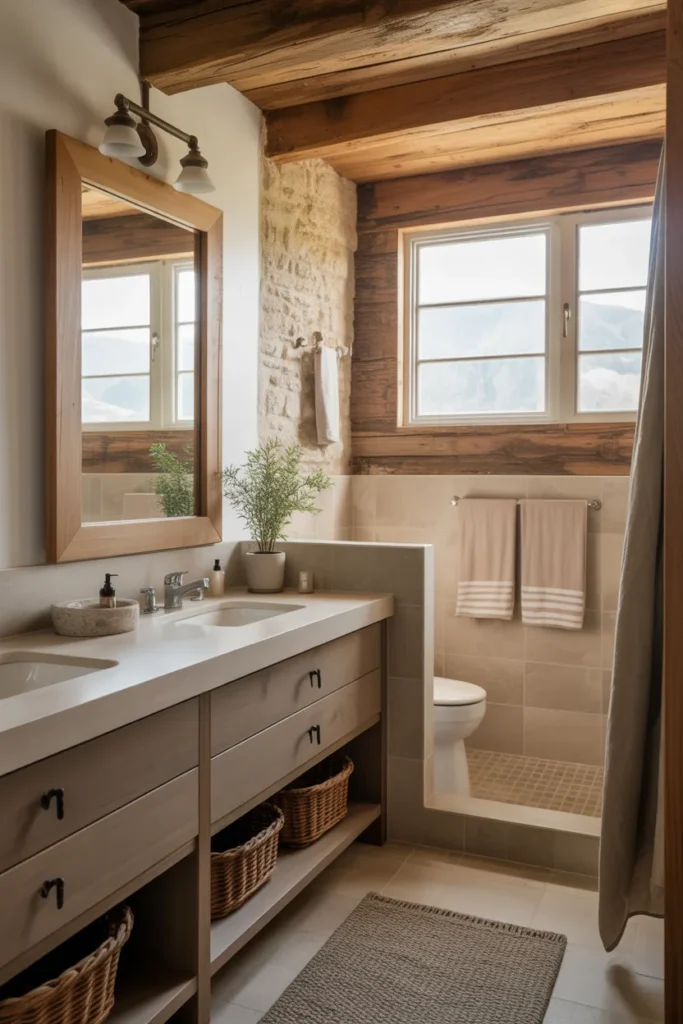 Cottage Bathroom with Natural Materials