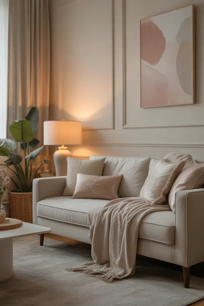 Cozy Aesthetic Living Room with Soft Pastels