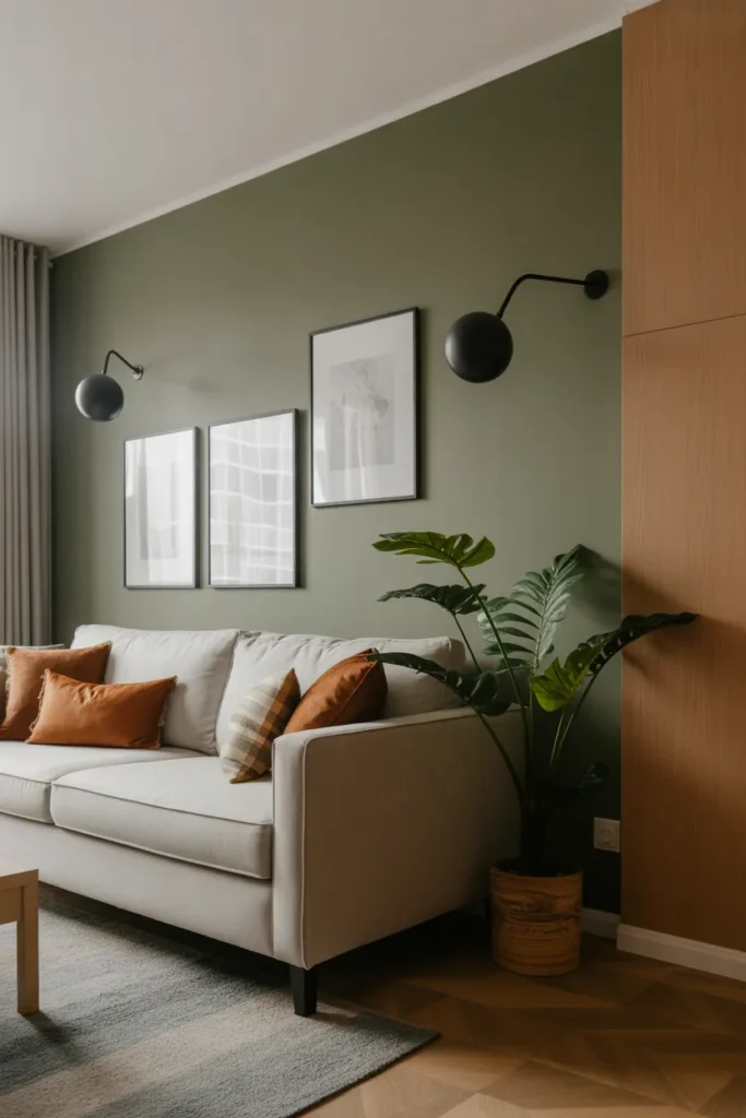 Cozy Apartment Living Room with Accent Wall