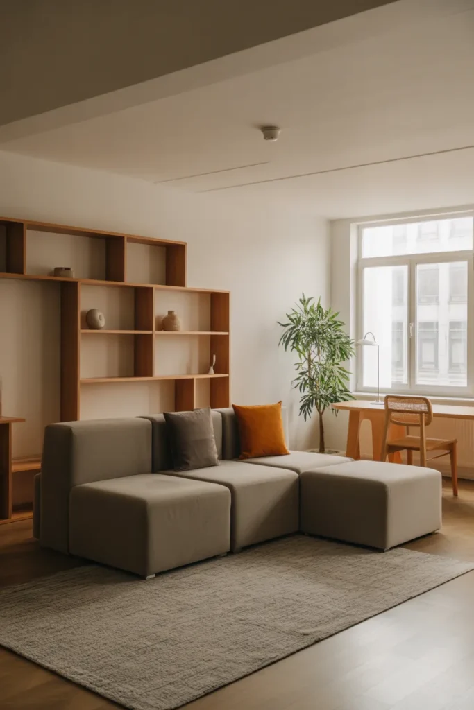 Cozy Apartment Living Room with Modular Seating