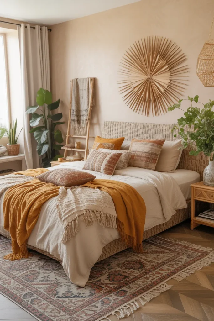 Cozy Bohemian Bedroom With Layered Textiles