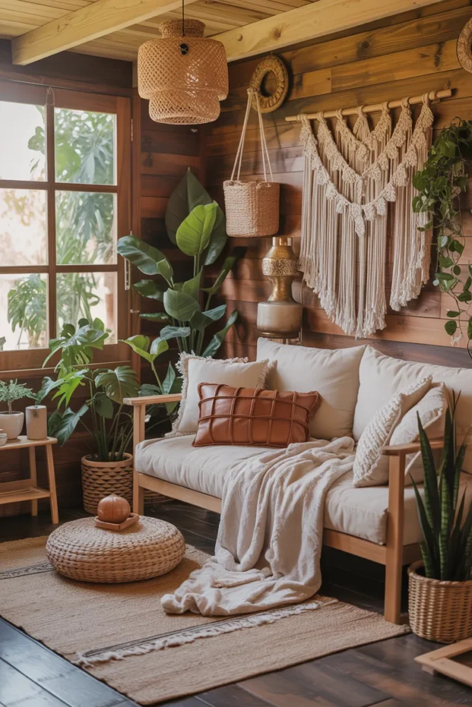 Cozy Boho She Shed with Warm Textures