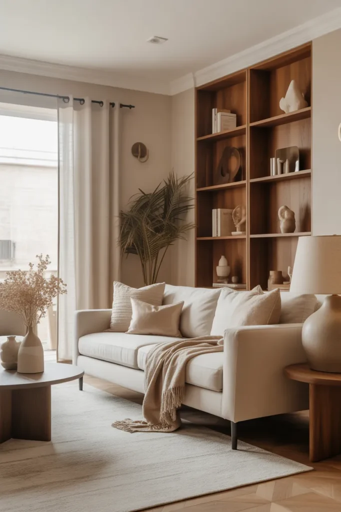 Cozy Contemporary Living Room with Neutral Base