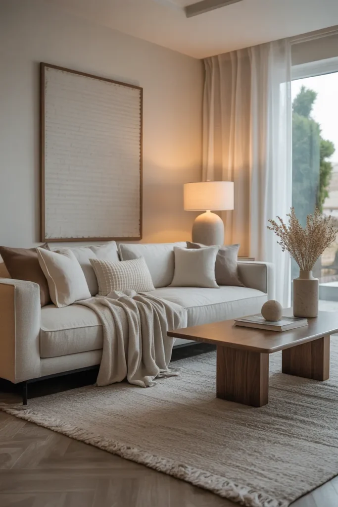 Cozy Contemporary Living Room with Textured Fabrics