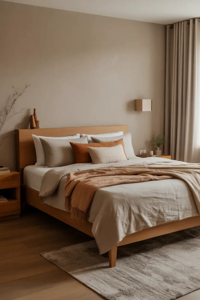 Cozy Japandi Bedroom with Earthy Accents