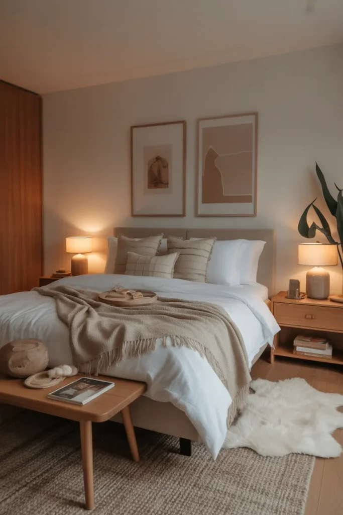 Cozy Layered Bedroom With Warm Textures