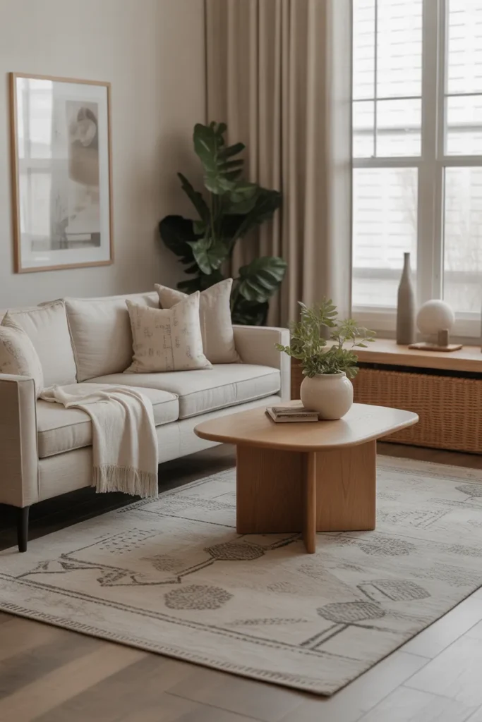 Cozy Living Room with Area Rugs