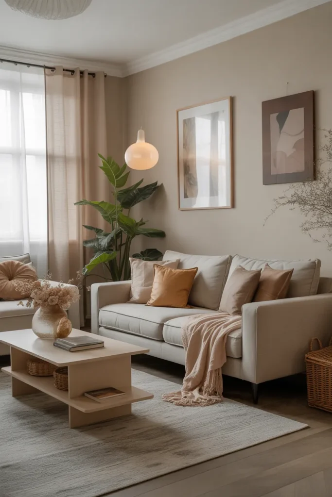 Cozy Living Room with Calm Color Harmony