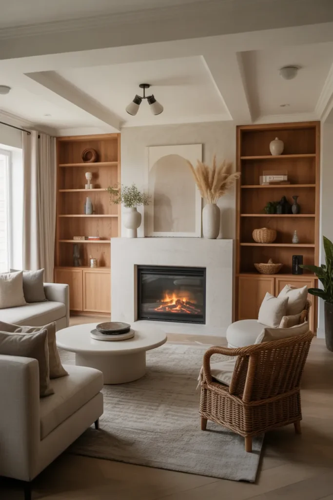 Cozy Living Room with Fireplace Focus