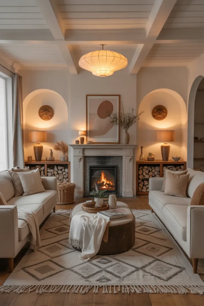 Cozy Living Room with Fireplace and Seating