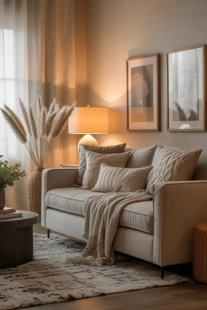 Cozy Living Room with Layered Textures