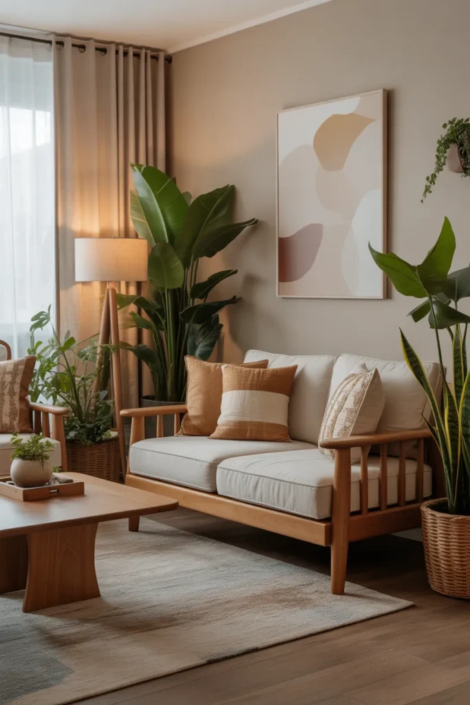 Cozy Living Room with Natural Elements