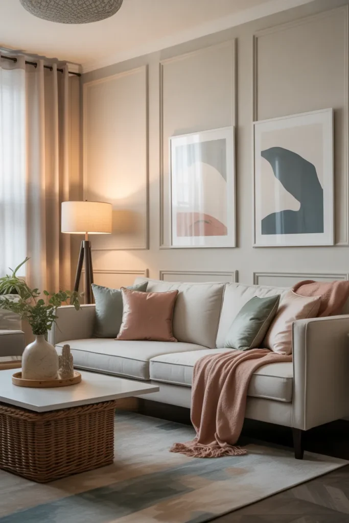 Cozy Living Room with Soft Color Accents