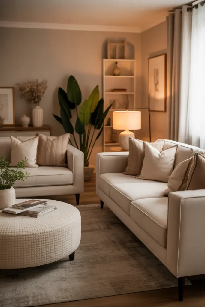 Cozy Living Room with Soft Neutral Layers