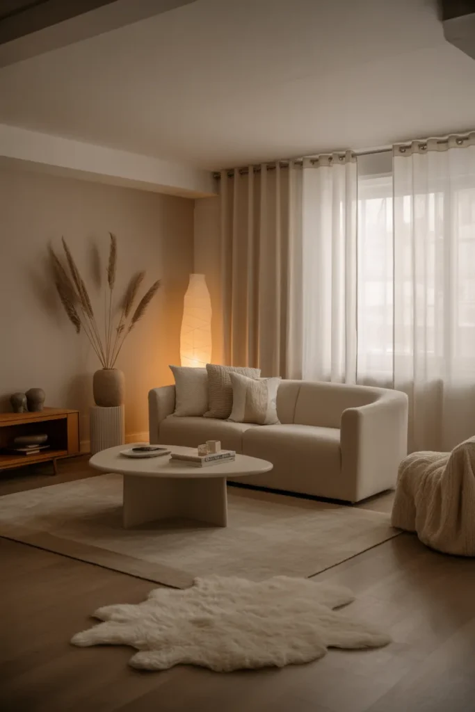 Cozy Living Room with Soft Rugs