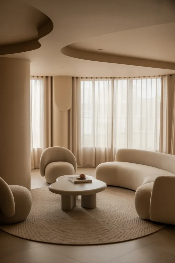 Cozy Luxe Living Room with Curved Sofas