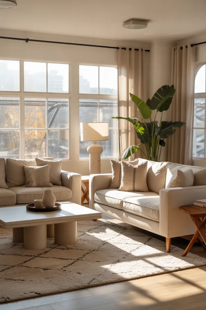 Cozy Luxe Living Room with Natural Light