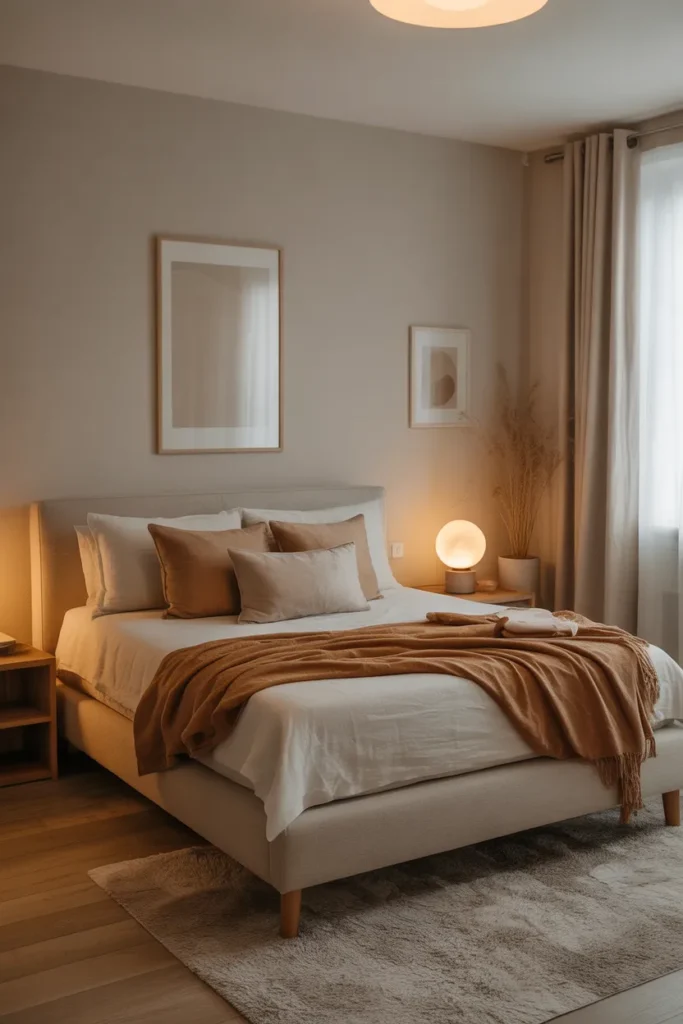 Cozy Minimalist Bedroom With Warm Accents