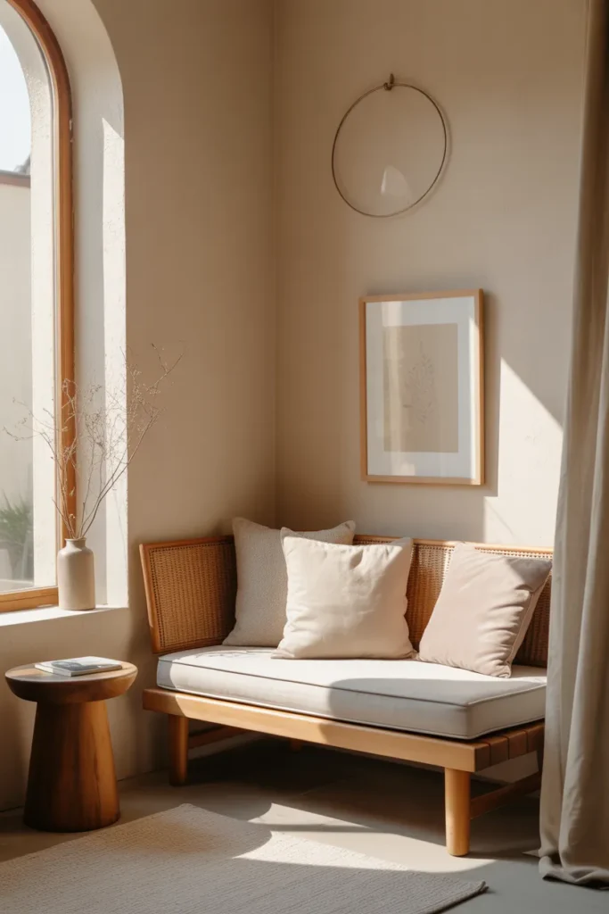 Cozy Reading Nook with Wooden Accents