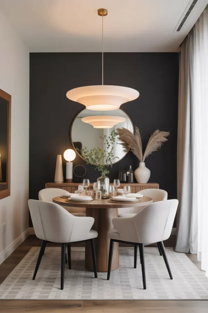 Dark Accent Wall with Light Furniture