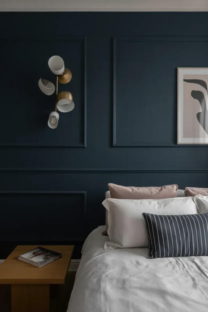 Dark Accent Walls with Soft Metallic Details