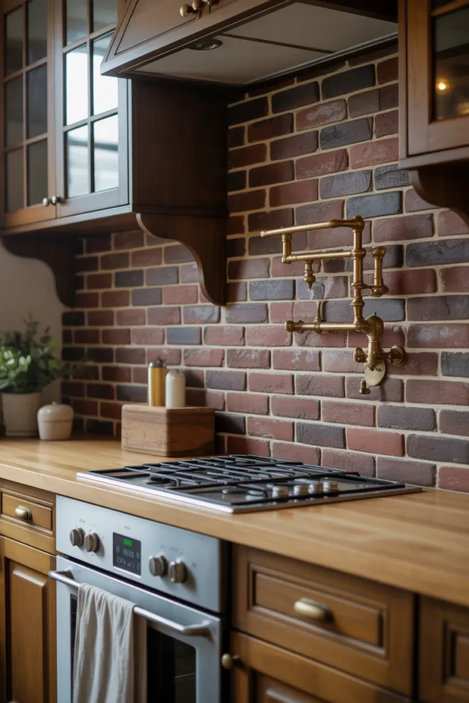 Dark Brown Brick with Antique Fixtures